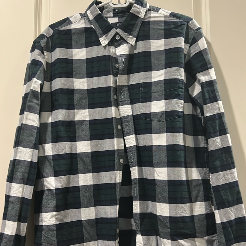 J. Crew men’s Plaid Oxford Casual Slim Button Down Shirt Long Sleeves size L